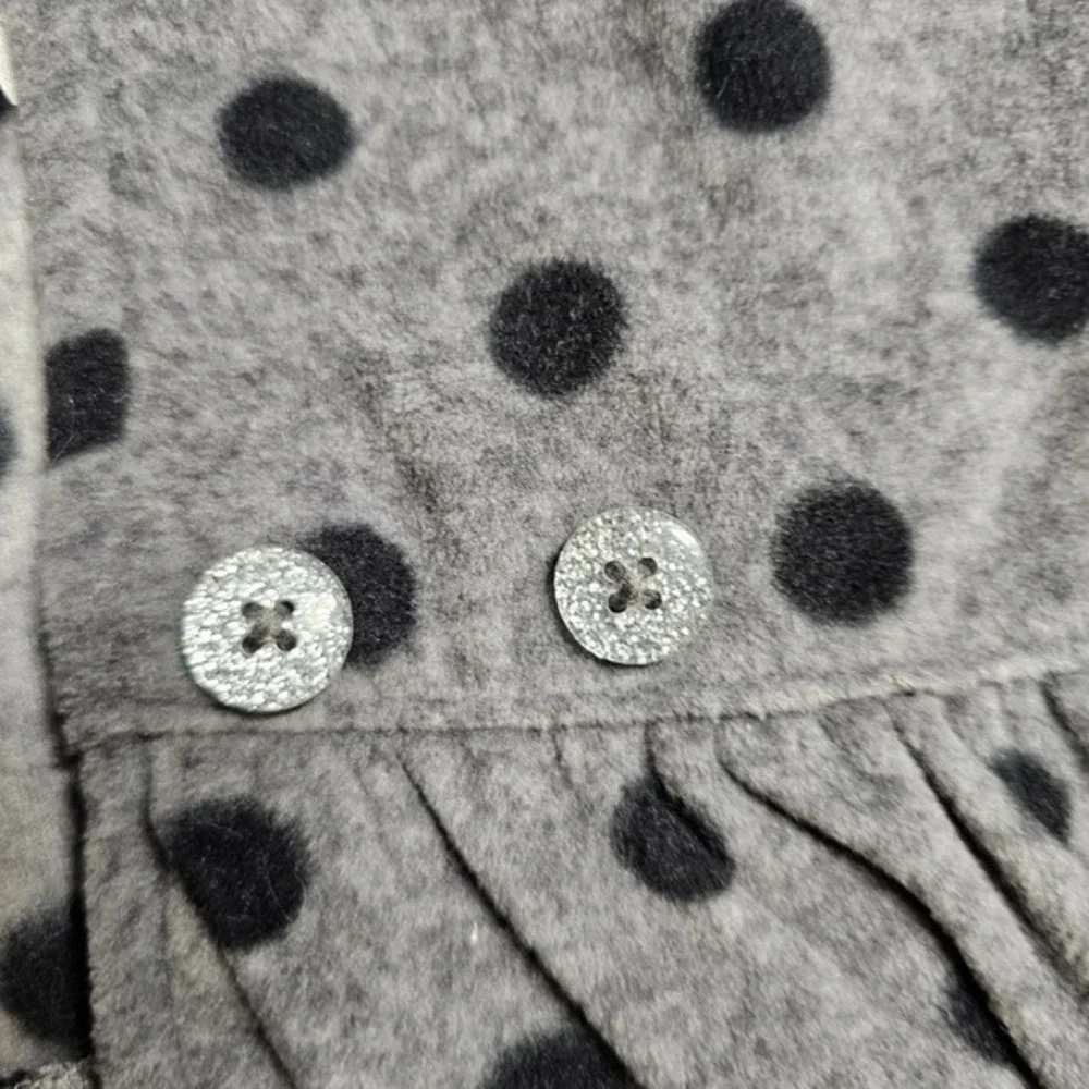 Carters Baby Girls Gray Black Polka Dot Fleece Hooded Peacoat Jacket 18M NWT‎
